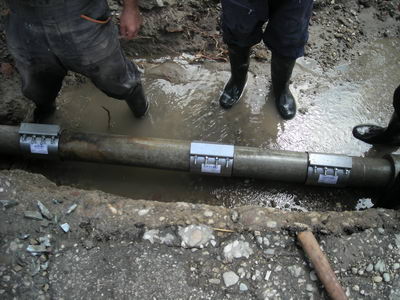 Vitreks - damage reparation using pipe repair clamp Atlantik